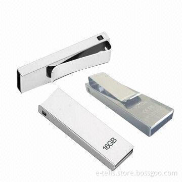 USB CLIP Flash Drives, Made of Plastic + Aluminum Materials